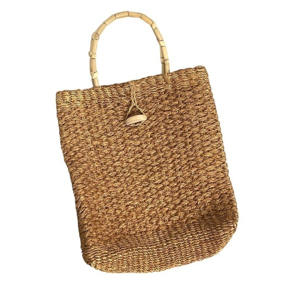 Boho Woven Straw Purse Beach Vacation Tan Bag Resort Tropical - Picture 12 of 12